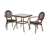 Conjunto de mesa y 2 sillas marrón, mesa:70x70x72.silla(2):55x58x88