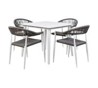 Conjunto de mesa y 4 sillas mesa:90x90x74.silla(4):56x60x78h cm