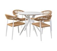Conjunto de mesa y 4 sillas mesa:d90x75.silla(4):56x60x78h cm