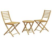 Conjunto de mesa y sillas para bistro, de 3 piezas - Bambú, plegable - Resistente al agua - Mueble para balcón, jardín o terraza