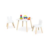 Relaxdays Conjunto de sillas infantiles Conejo blanco,marrón claro