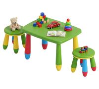 Conjunto de mesa y taburetes para niños Relaxdays, incluye 1 mesa y 2 taburetes, superficie fácil de limpiar, fabricado en plástico ligero, ideal para crear un rincón de juego en la habitación infanti