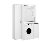 CONJUNTO DE MUEBLE ALTO PARA LAVADORA Y SECADORA CON DOBLE ALMACENAJE 190x134x62cm White