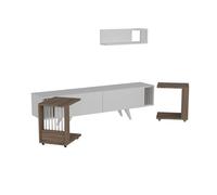 Conjunto de mueble de salón glostrup aglomerado 41 x 150 x 32 cm blanco / roble [en.casa]