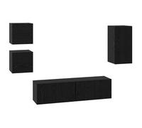 Conjunto De Mueble De Tv 5 Pcs Roble Negro Madera De Ingeniería Vidaxl