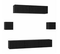 Conjunto De Mueble De Tv 7 Pcs Roble Negro Madera De Ingeniería Vidaxl