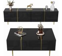 Conjunto de mueble de TV y mesa de centro Fortuna Lai, diseño moderno, acabado brillante