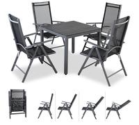 Conjunto de muebles 4 sillas 1 mesa aluminio negro