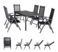 Conjunto de muebles Bern 6 sillas 1 mesa aluminio negro
