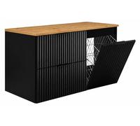 Conjunto de muebles de baño con cesto de ropa y estante, pomos s, ancho 100 cm