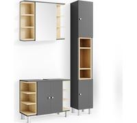 Conjunto de muebles de baño Vicco Aquis Antracita 3 piezas, Model 36250