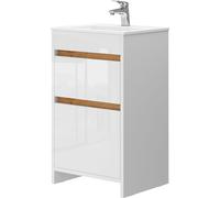Conjunto de muebles de baño Vicco Detmold Blanco alto brillo/Roble dorado 2 piezas, Model 43365