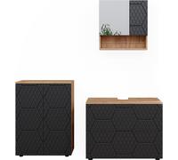 Conjunto de muebles de baño Vicco Irma Antracita con estructura de panal 3 piezas, Model 47177