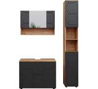 Conjunto de muebles de baño Vicco Irma Antracita con estructura de panal 3 piezas, Model 47185