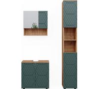 Conjunto de muebles de baño Vicco Irma Verde/Roble dorado 3 piezas, Model 47189