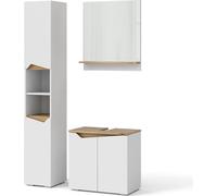 Conjunto de muebles de baño Vicco Marelle Blanco/Roble artesanal 3 piezas, Model 40850