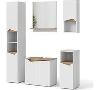 Conjunto de muebles de baño Vicco Marelle Blanco/Roble artesanal 5 piezas, Model 41229