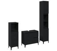 Conjunto de Muebles de Baño vidaXL Set de 3 Roble Negro Madera Diseñada