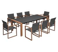 Conjunto de muebles de comedor de exterior DUISBURG para 8 personas Mesa y 8 sillas ANTRACITA / MARRÓN