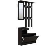 Conjunto de muebles de entrada de diseño contemporáneo HOMCOM: gabinete para zapatos, espejo y panel para percheros, tablero de , color negro