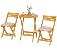 Conjunto de muebles de exterior Outsunny para balcón, de 3 piezas, de madera, plegables, que incluye un juego de muebles de jardín con mesa