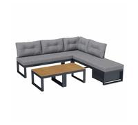 Conjunto de muebles de jardín - 3 posiciones reclinables, cojines gruesos, almacenamiento, funda resistente al clima - gris oscuro