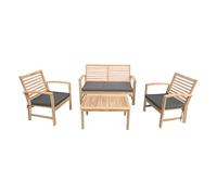 Conjunto de muebles de jardín acacia goa de 4 plazas - cojines grises