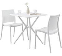 CLP Conjunto de Jardin apilable Amino con 2 sillas y Mesa, Muebles de Balcon Resistentes a la Intemperie de plastico para Jardin, Balcon, Color:Blanco
