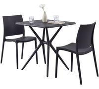 CLP Conjunto de Jardin apilable Amino con 2 sillas y Mesa, Muebles de Balcon Resistentes a la Intemperie de plastico para Jardin, Balcon, Color:Negro