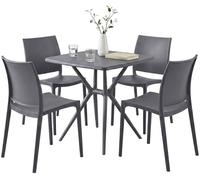 Conjunto de muebles de jardín amino con 4 sillas plástico gris oscuro 156x156x81 cm