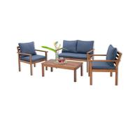Conjunto de muebles de jardín brittoli 4 piezas acacia - efecto madera/gris certificación fsc® [en.casa]