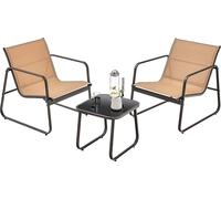 Conjunto de muebles de jardín COSTWAY de 3 piezas, ideal para balcones. Incluye una mesa y 2 sillas, con tela transpirable. Perfecto como juego de muebles para terraza, jardín o balcón
