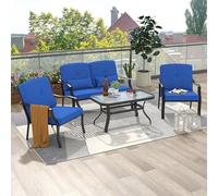 Conjunto de muebles de jardín de 4 piezas: un juego completo para 4 personas, con cojines cómodos y una mesa para terraza