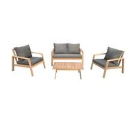 Conjunto de muebles de jardín de acacia gili 4 plazas cojines grises