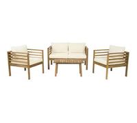 Conjunto De Muebles De Jardín De Madera "beckham" Con Cojines - 4 Plazas - Beige