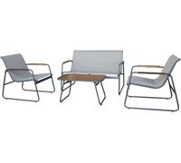 Conjunto de muebles de jardín de metal "sparta" con decoración imitación madera - 4 plazas - gris claro