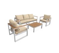Conjunto de muebles de jardín en madera y aluminio, 5 plazas White