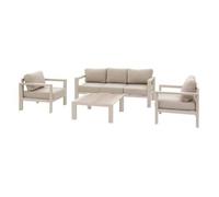 Conjunto De Muebles De Jardín "évasion" De 5 Plazas En Arcilla Y Lino, En Olefina Y Aluminio - Hespéride