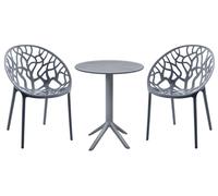 Conjunto de muebles de jardín Hoscana: mesa con 2 sillas de jardín | Color: gris antracita | Dimensiones: 70x70x80 cm