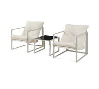 Conjunto de muebles de jardín karg mesa + 2 sillones - beige [casa.pro]