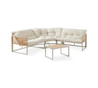 Conjunto de muebles de jardín karg mesa y sofá modular - beige / ratán [casa.pro]