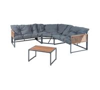 Conjunto de muebles de jardín karg mesa y sofá modular - gris oscuro / ratán [casa.pro]