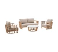 Conjunto De Muebles De Jardín "lemindo" 5 Plazas De Poliéster Y Eucalipto - Hespéride