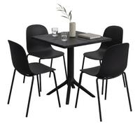 Conjunto De Muebles De Jardin Nerra Con 4 Sillas Plástico Negro 162x166x85 Cm Clp