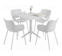 Conjunto De Muebles De Jardin Norva Con 4 Sillas Plástico Blanco 168x168x80 Cm Clp