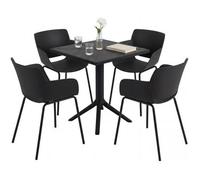 Conjunto De Muebles De Jardin Norva Con 4 Sillas Plástico Negro 168x168x80 Cm Clp