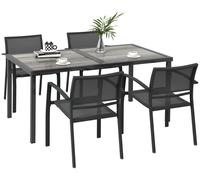 Conjunto de muebles de jardín Outsunny, compuesto por 5 piezas: un juego de comedor con mesa y 4 sillas