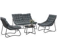 Conjunto de muebles de jardín Outsunny, de acero, para 4 personas, resistente a la intemperie, juego de muebles para balcón con sofá