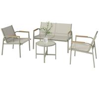 Conjunto de muebles de jardín Outsunny, grupo de asientos con sofá de 2 plazas, 2 sillones y una mesita auxiliar, color verde