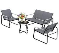 Conjunto de muebles de jardín Outsunny, grupo de asientos para 4 personas, sillón de jardín transpirable